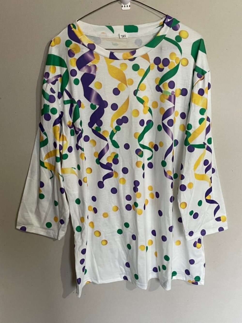 3/4 length sleeve Mardi Gras shirt